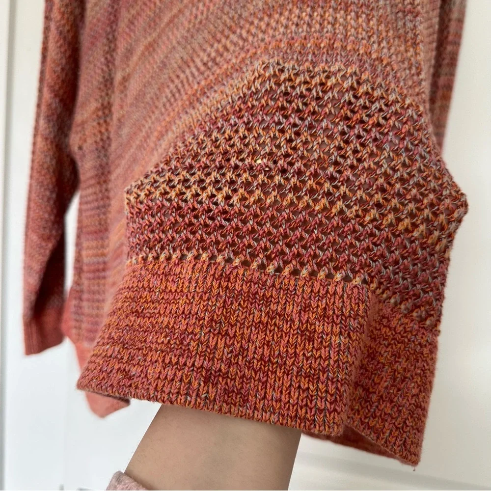 Old Navy (3X) Coral Pink Multicolor Knitted Crewneck Loose Fit Sweater - Picture 4 of 8